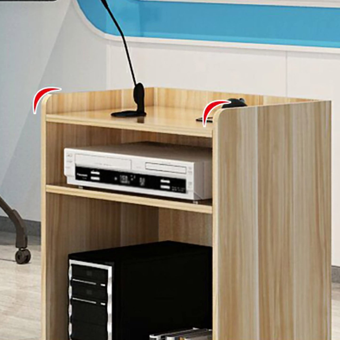 Lectern Podium Stand, Podium,Standing Desk Host Stage Speaking Reading Table for Classroom with Wire Hole, Apply to Conference Auditorium/White/63x40x110cm