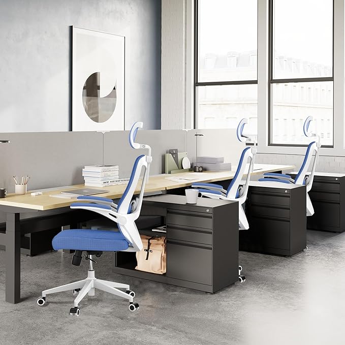balmstar Office Chair,Ergonomic Comfy Home Desk Chair with 350LBS Capacity,High Back Gaming Chair with Wheels,Mesh Computer Chair,Lumbar Support, Adjustable Headrest,Flip-up Armrest