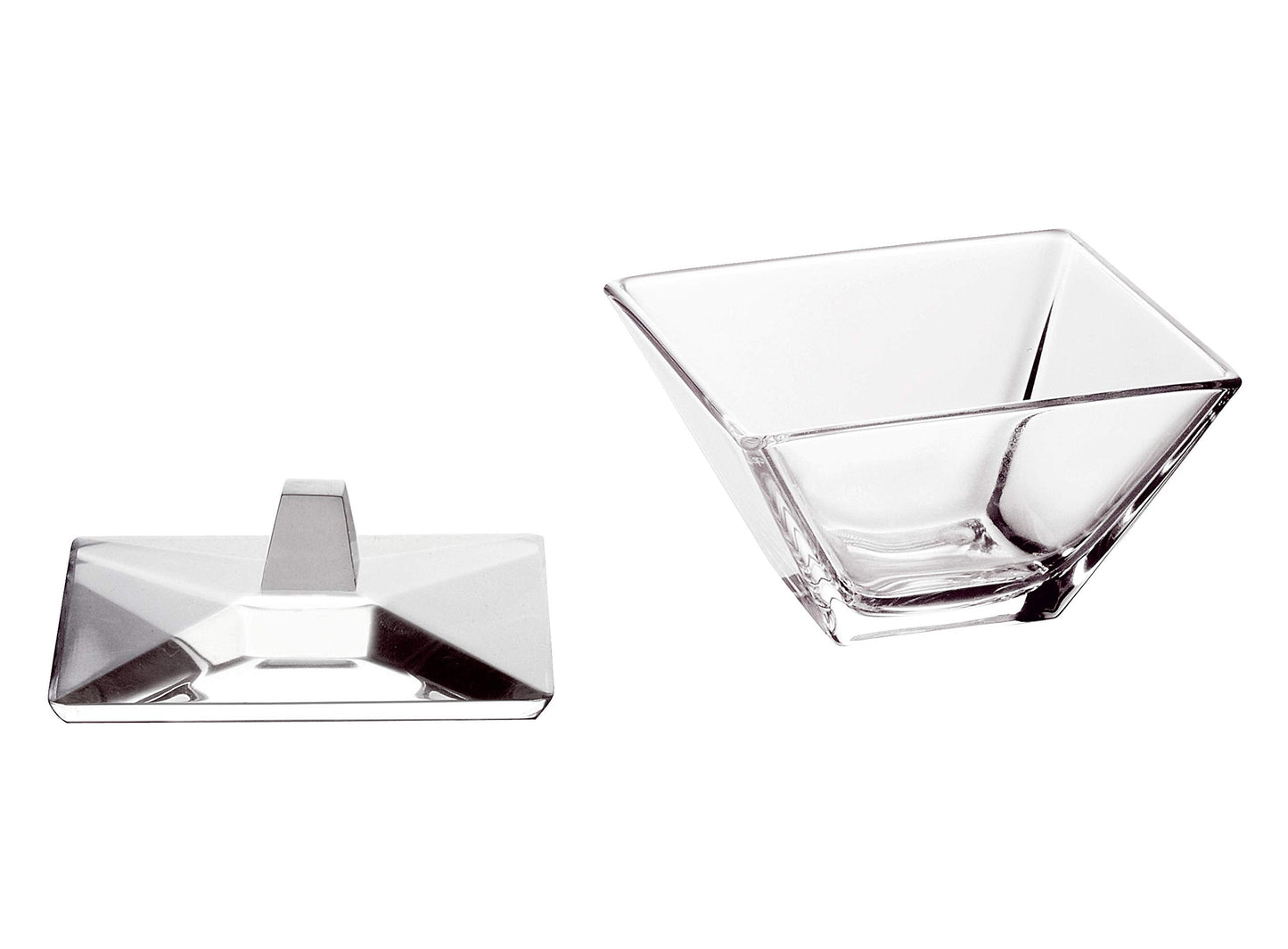 Barski - European Glass - Square - Covered - Candy - Nut - Chocolate - Jewelry - Box - 5.5" Diameter - Made in Europe