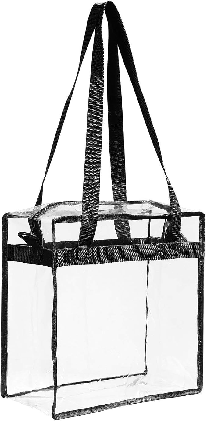 BAGAIL Clear Bags 12x6x12 Stadium Approved Clear Tote Bag with Zipper Closure Crossbody Shoulder Bag with Adjustable Strap