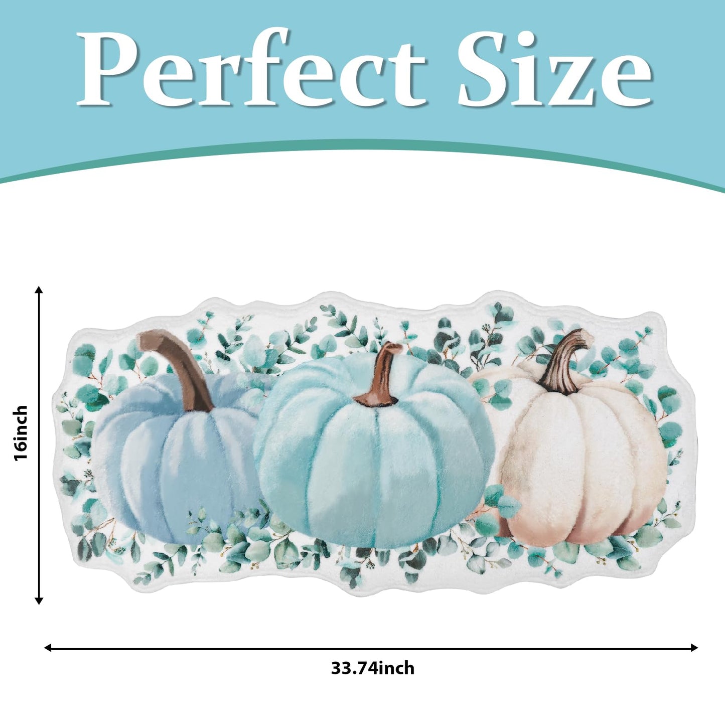 ysnifeiw Fall Thanksgiving Bathroom Rugs Blue Pumpkin Bath Mat, Non-Slip Farmhouse Autumn Harvest Bathroom Doormat Bath Rugs for Fall Thanksgiving Home Decorations