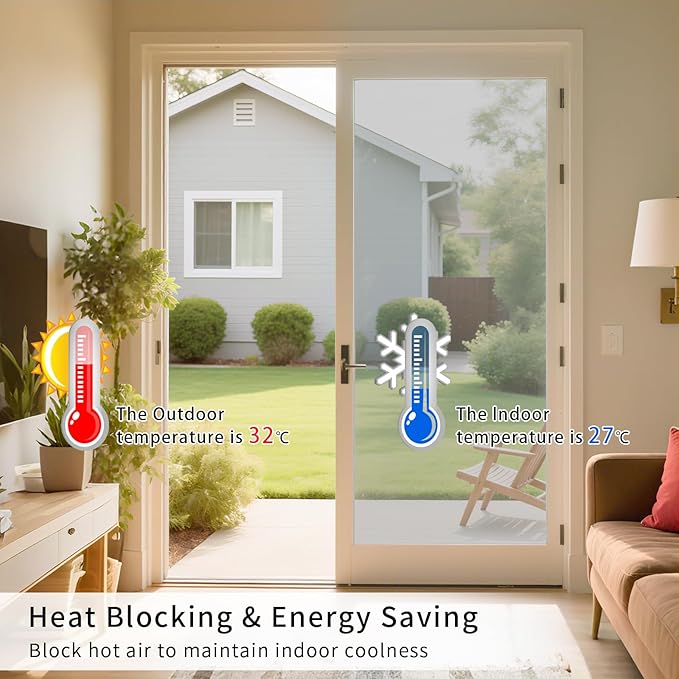 Window Glass Paper Film Tint One Way Vinyl,Window Heat Control Stickers UV Blocking Privacy Static Cling Door Coverings Non-Adhesive Stickers for Home and Office 35.4 Inch x 32.8 Feet Silver