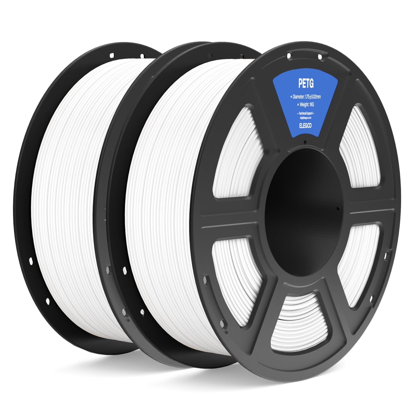 ELEGOO PETG Filament 1.75mm White 2KG, 3D Printer Filament Dimensional Accuracy +/- 0.02 mm, 2pcs1kg Spool(2.2lbs) Fits for Most