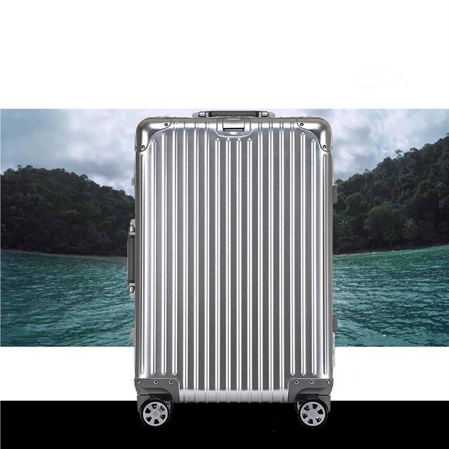 PBENO Suitcase All Aluminum Magnesium Alloy Trolley Case Aluminum Alloy Suitcase Metal Suitcase Portable Suitcase Travel Suitcase (Color : D, Size : 32inch)