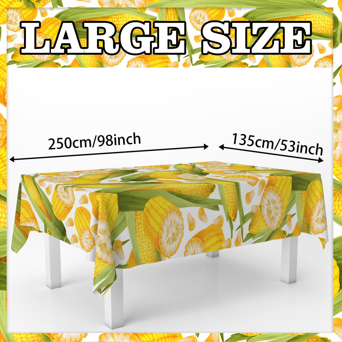 GZBJMYGS Farm Ripe Corn Tablecloth Corn Kernels Waterproof Outdoor Table Covers Decorations for Farmhouse Picnic Home Kitchen Dinner Banquet Fall Harvest Party Supplies Favors