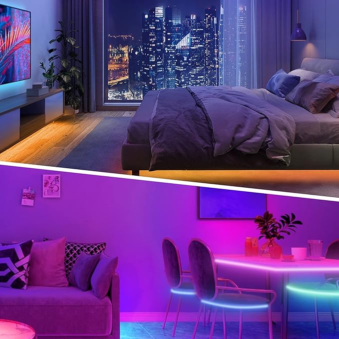 KSIPZE 200ft (2 Rolls of 100 ft) Led Strip Lights RGB Music Sync Color Changing Led Lights with Smart App Control Remote Led Lights for Bedroom Room Lighting Flexible Home Décor