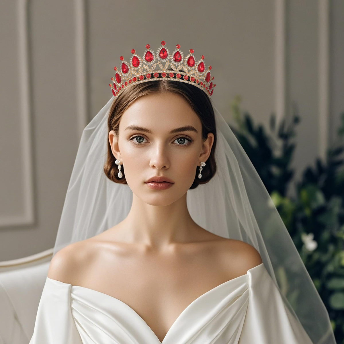 Kamirola Red Crown for Women Wedding Tiara for Women Queen Crown Crystal Tiara Crown Wedding Tiaras For Women's Headbands Bridal