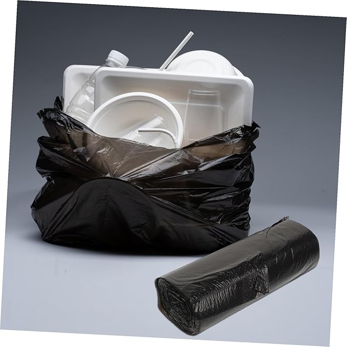 GANAZONO 100pcs Thickened Biodegradable Plastic Garbage Bags Strong Trash Liners for Home Kitchen Bathroom Office Disposable Handheld Refuse Bags Black