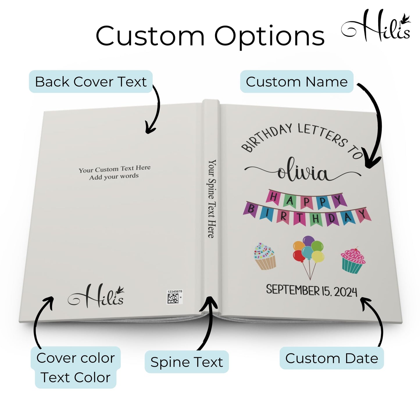 Hilis Personalized Birthday Keepsake Journal, Custom Birthday Memory Book. New Baby Shower Gift for New Mom. Letters To My Son Daughter Notebook