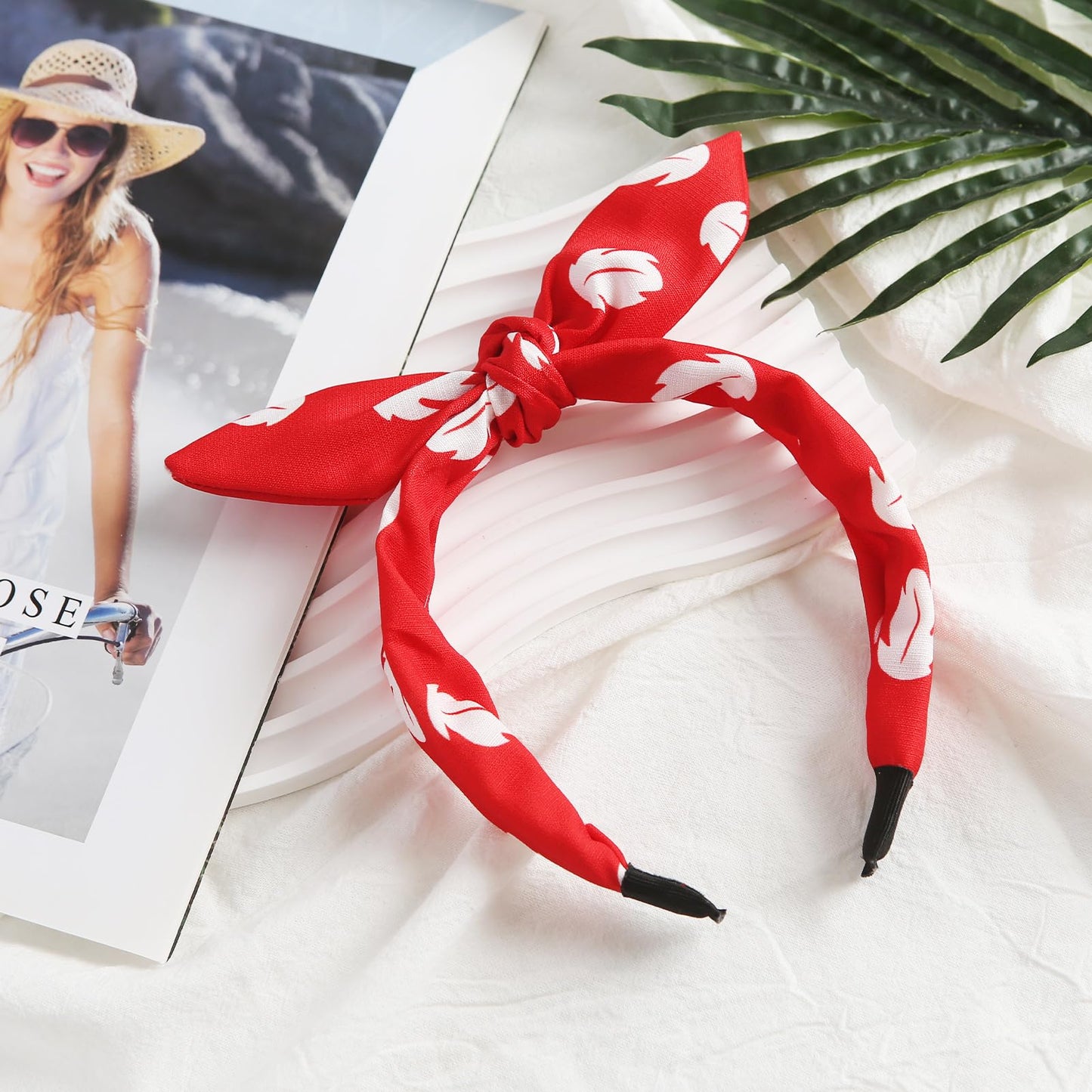 Hawaiian Bow Headband Tropical Leaf Headwear Halloween Costume Hair Accessories Luau Party Hairband
