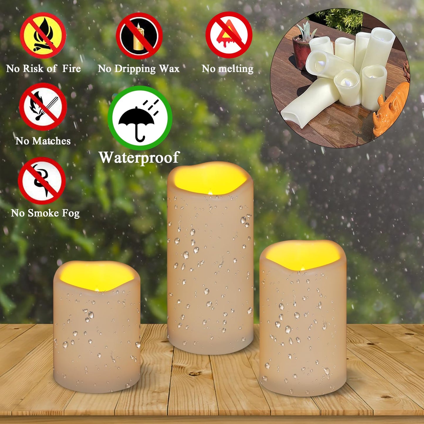 Artmarry Flameless Candles 4" 5" 6" Set of 9 Ivory Waterproof Pillars 3" Diameter Battery Operated Flickering Candles Include 10-Key Remote Timer Function 400+ Hours by 2 AA Batteries (9 Pack)