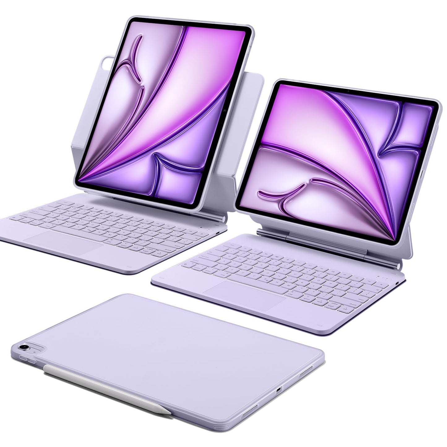 ESR iPad Air 13 Inch Keyboard (M2 2024) iPad Air 13 Inch Case with Keyboard Easy-Set Magnetic Stand Portrait/Landscape Mode Removable Case with Multi-Touch Trackpad Rebound 360 Series Purple-New