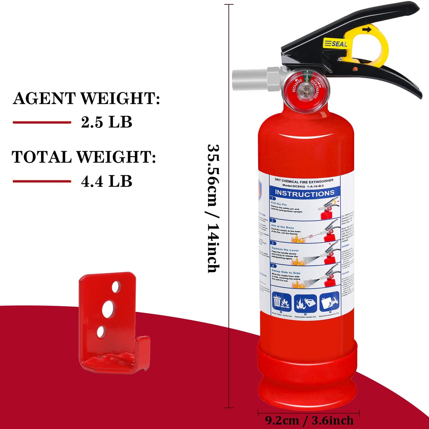 4-Pack ABC Dry Chemical Fire Extinguisher, 2.5 lb 1A:10B:C Fire Extinguisher for Home, Business, Boat, Truck, Quick Release Handle, Ideal for Electrical & Grease Fire Extinguisher