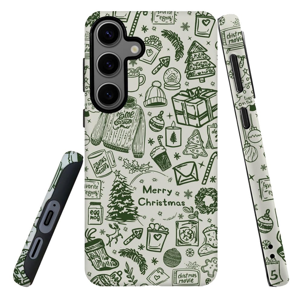 DJSOK Compatible with Samsung Galaxy S23 FE,Frosted PC Anti-Scratch Shockproof Case - Christmas Green Hat Tree