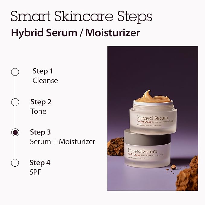 BLITHE Pressed Serum Tundra Chaga | Korean Moisturizer | Anti Aging & Skin Tightening Cream for Face | Night Cream For Woman Anti Aging | Valentines Day Gifts For Her, 0.91 fl oz