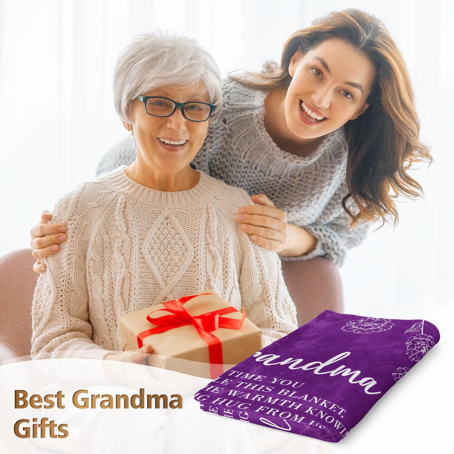 Grandma Gifts, Gifts for Grandma Blanket, Grandmas Birthday Gift from Grandkids, to My Grandmother Throw Blanket 50" x 60", Purple