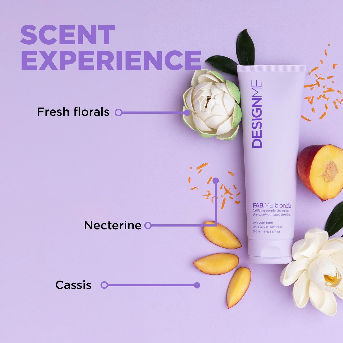 Design.Me FAB.ME Blonde Fortifying Purple Shampoo | Toning Purple Shampoo for Blonde Hair - Neutralizes Brass and Yellow Tones |