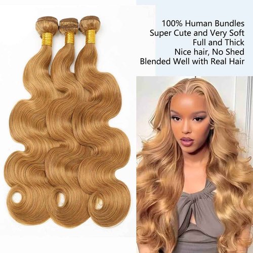Habiliana Bundles Human Hair 18 20 22 Inch Body Wave Brown 27 Human Hair Bundles 11A Unprocessed Brazilian Virgin Quick Weave Hair Extensions for Black Women