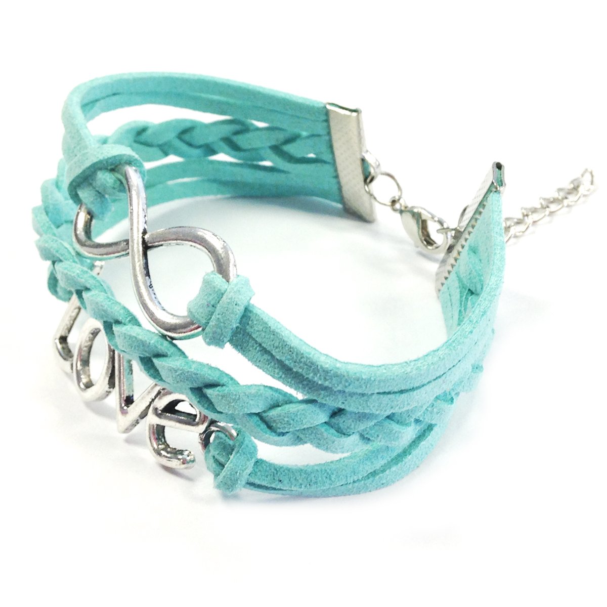Wrapables Vintage Leather and Rope Infinity Bracelet - Mint, Love, Infinity