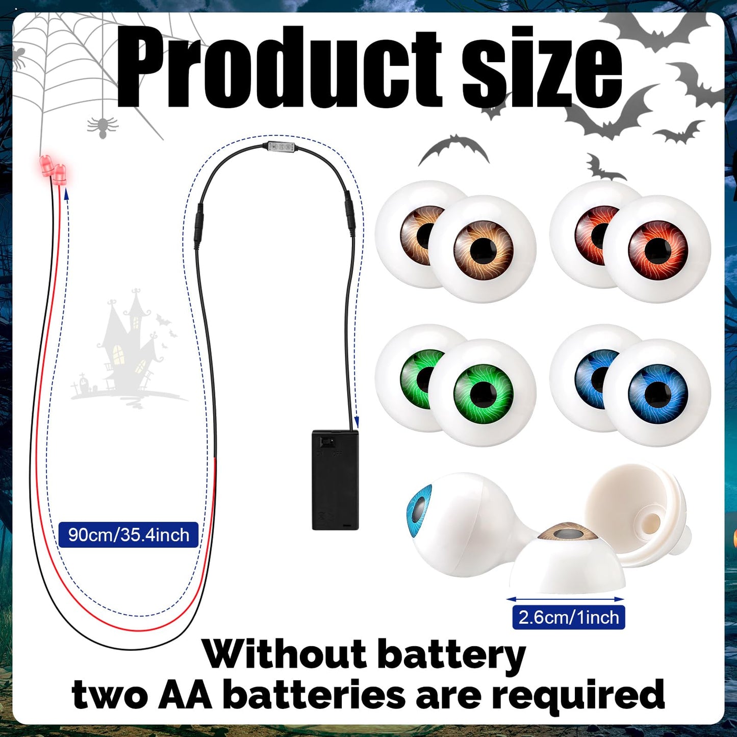 Lenwen 8 Pack Halloween LED Glowing Eyes with Effect Controller and Plastic Eyeballs, Battery Not Included