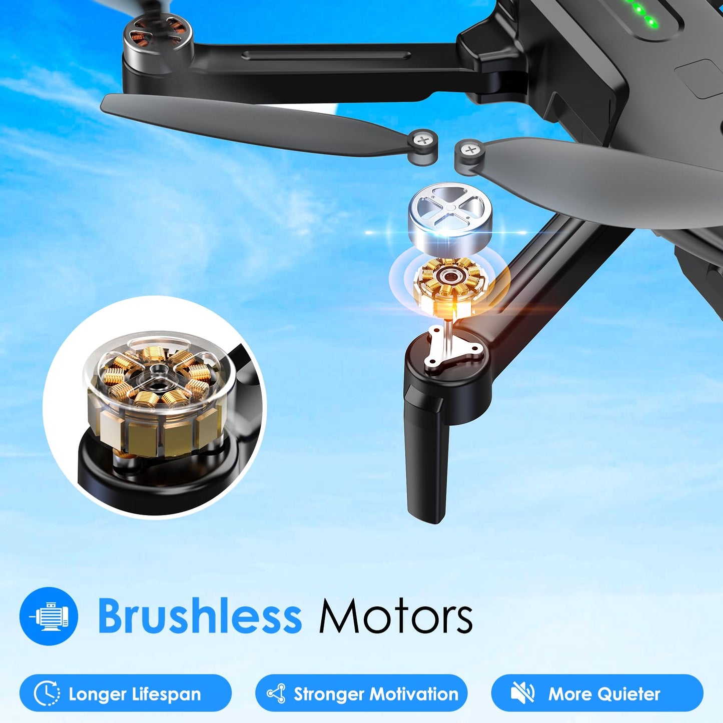 Drone with Camera, Brushless Motor 1080P FPV Drone with 2 Batteries, One Key Take Off/Land, 360 Flips, Waypoint Fly, Altitude Hold, Gravity Control, Foldable Mini Drones for Kids Adults, Beginner