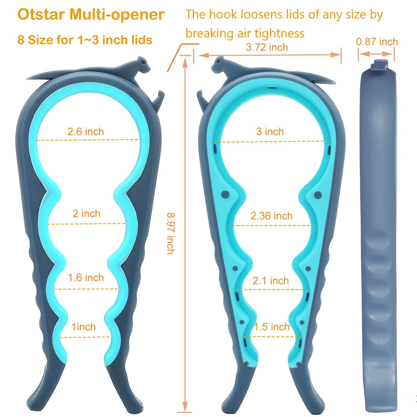 Otstar Jar Opener Bottle Opener and Can opener for Weak Hands,Seniors with Arthritis, Elderly, Jar Lid Opener Gadgets with Rubber Jar Opener Gripper Pad and Corkscrew Opener