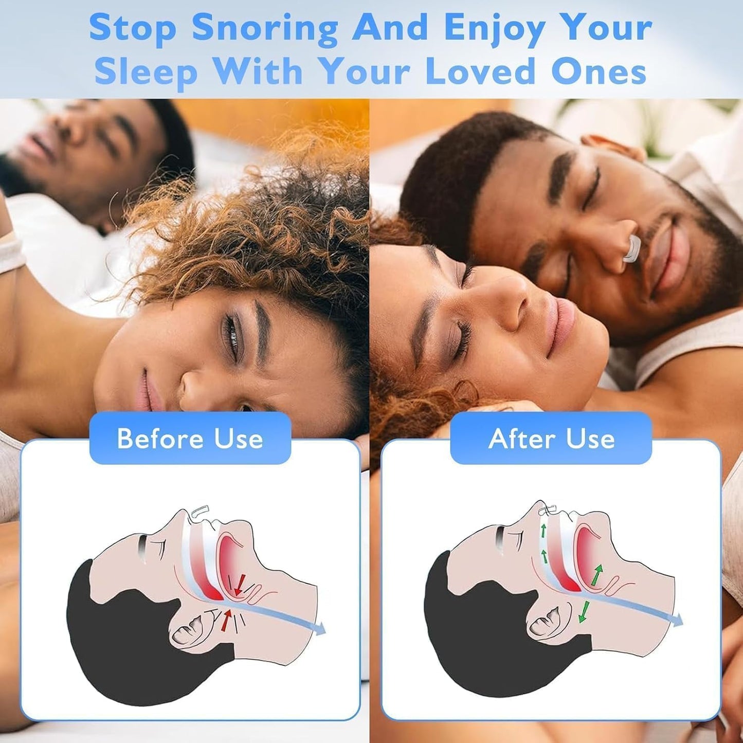 Anti Snoring Devices, Silicone Magnetic Anti Snoring Nose Clip, Nasal Strip for Snoring with Adjustable Magnet, Magnetic Nasal Strip, Stop Snoring for Men and Women, 8PCS