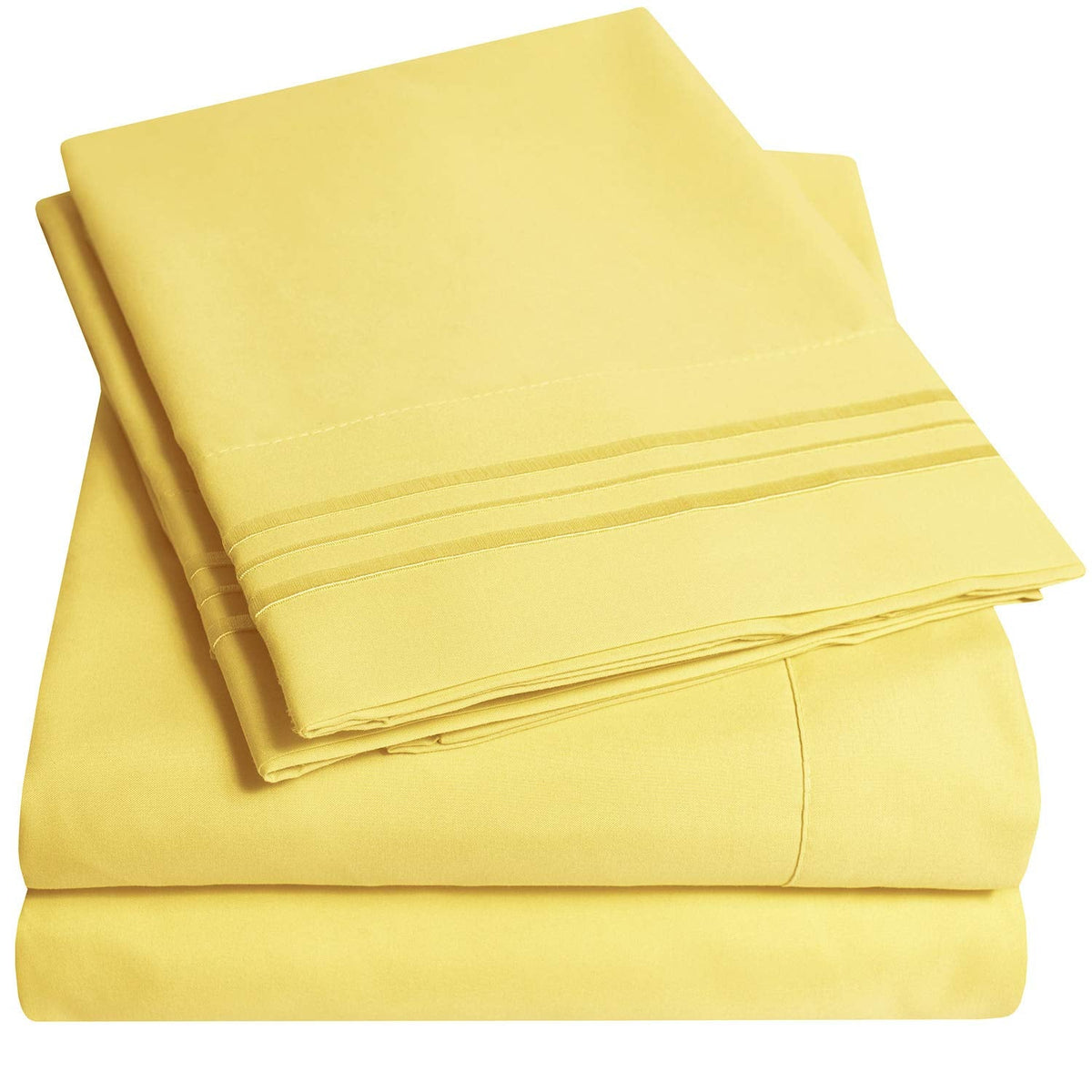 1500 Supreme Collection California King Sheet Sets Yellow - Luxury Hotel Bed Sheets and Pillowcase Set for California King Mattress - Extra Soft, Elastic Corner Straps, Deep Pocket Sheets Yellow