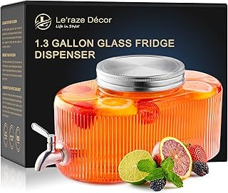 Glass Drink Dispenser for Fridge - 100% Leakproof Stainless Steel Spigot - Liquid Laundry Detergent Dispenser, Punch Bowl ...
