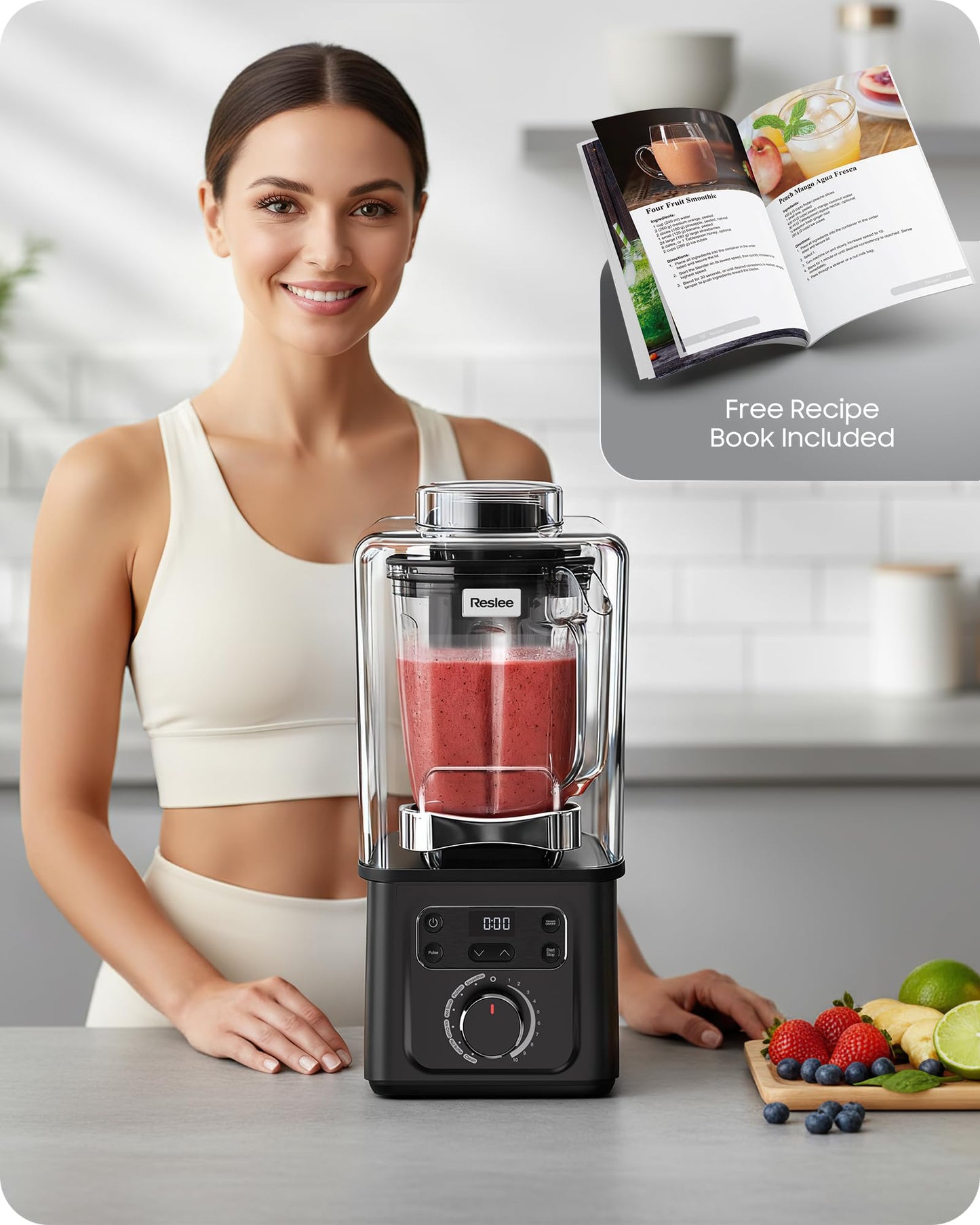 Professional Commercial Vacuum Blender with Quiet Shield, 2026 Upgraded 40000 RPM, 3000W/4HP Peak Power, 56oz Eastman Tritan Cup for Smoothie, Nut Milk, Hot Soup, Self-Clean, 5-Year Full Warranty
