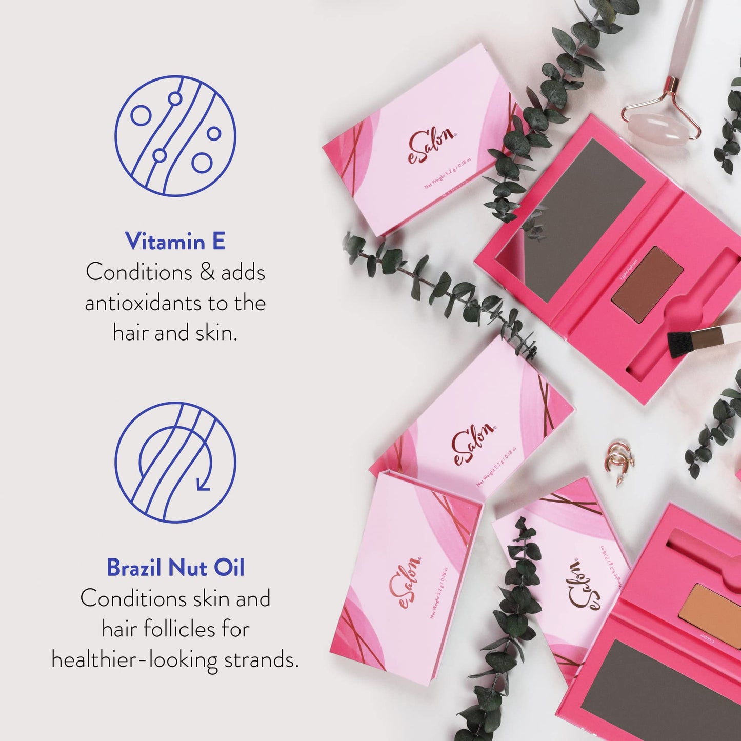 eSalon Root Touch Up + Brow Powder, Medium Brunette, 0.18 oz - Scalp Concealer for Thinning & Gray Hair
