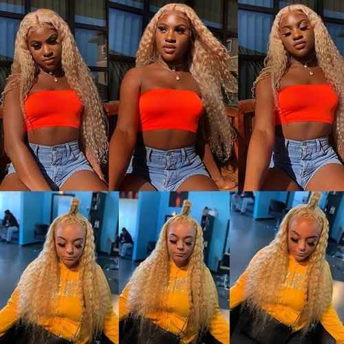 26 28 30 inch P27/613 Human Hair Bundles 613 Water Wave Bundles Blonde Wet and Wavy Human Hair Extensions 300g