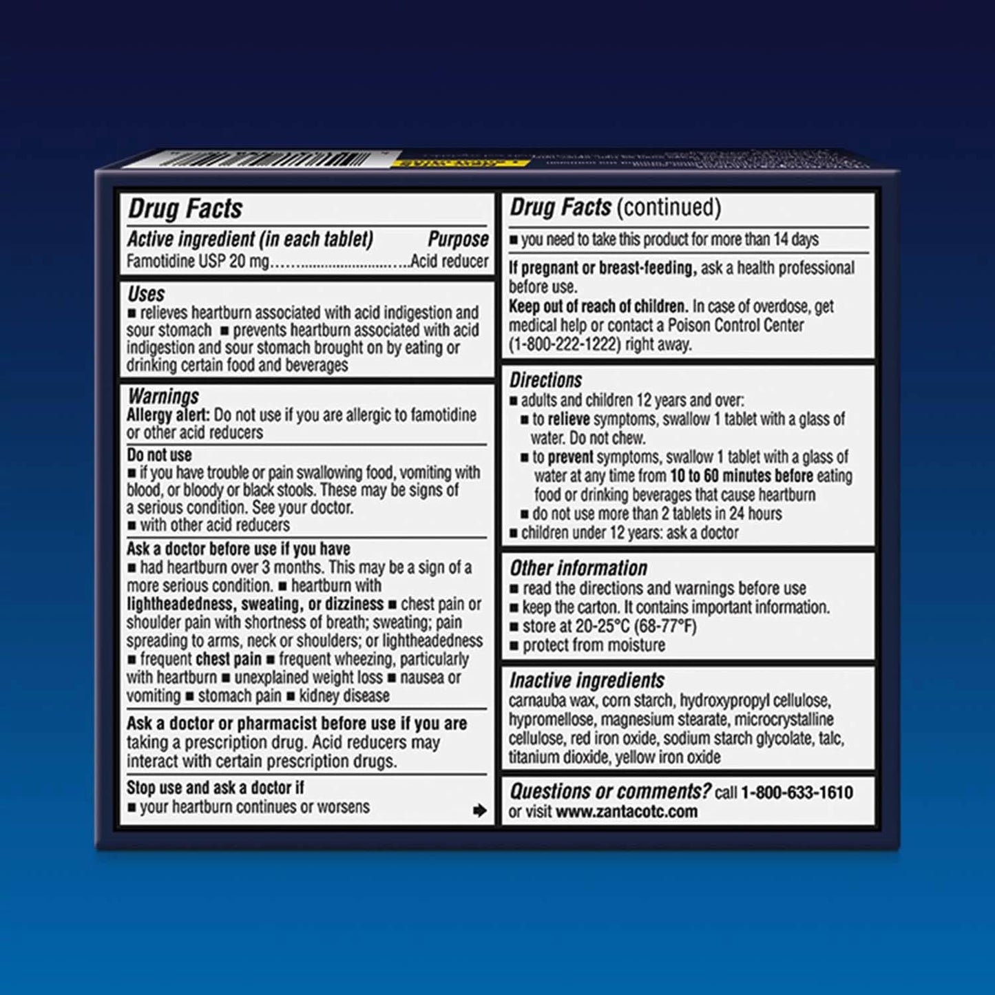Zantac 360 Maximum Strength Tablets, 50 Count, Heartburn Prevention and Relief, 20 mg Tablets