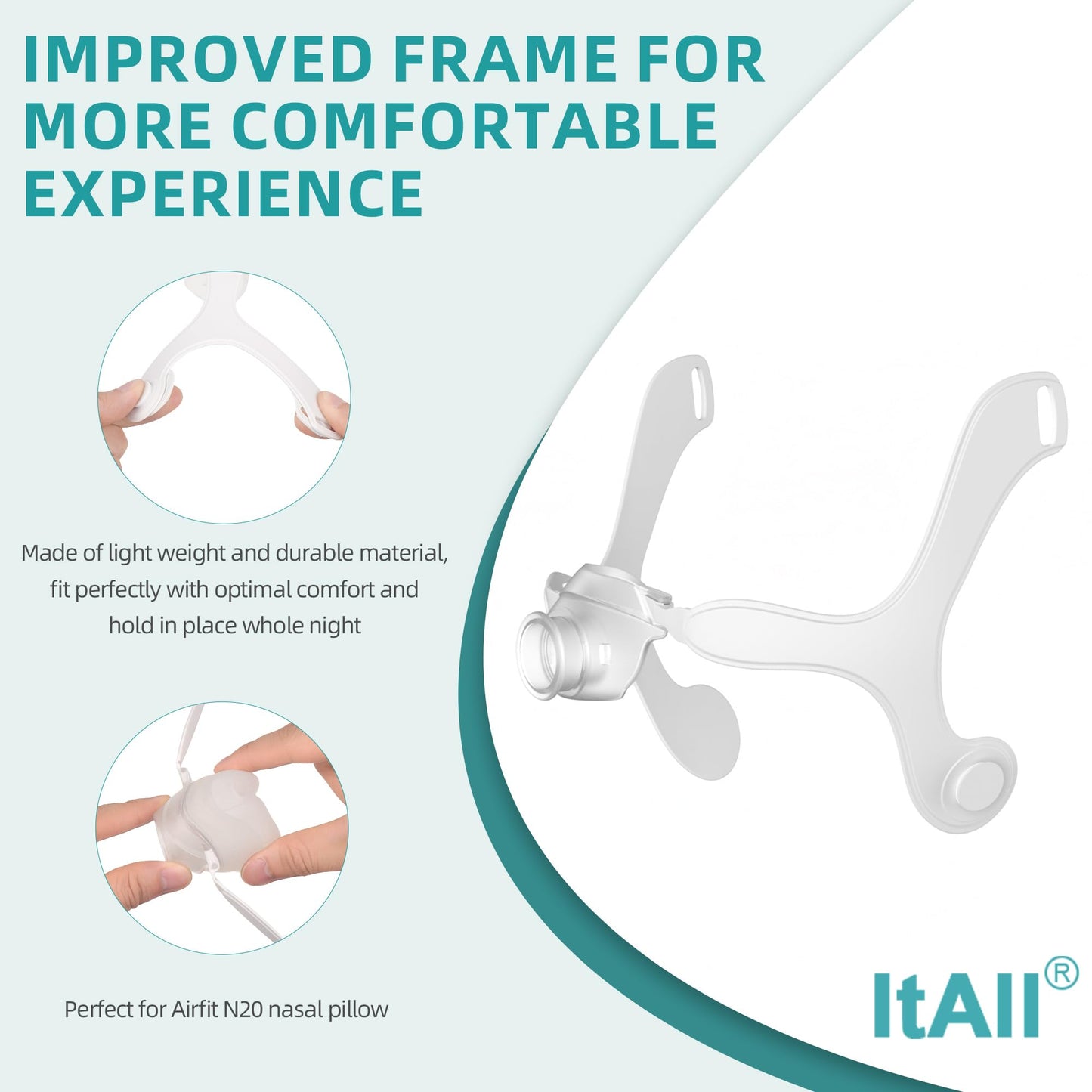 Replacement Tubing and Support Set for Airfit N20 to Airmini, Improved Exhaust Structure & Detachable Design, Lower Noise and Easier to Clean ,ItAll Supplies for CPAP Users