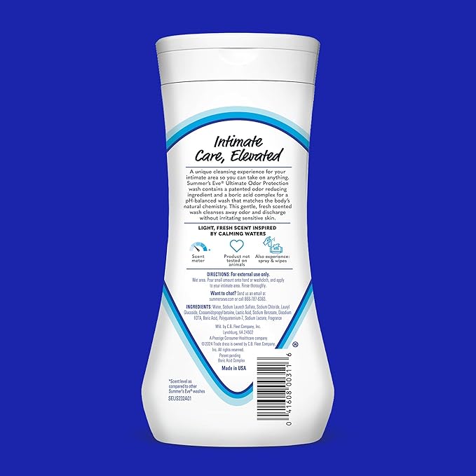 Summer's Eve, Ultimate Odor Control, Feminine Body Wash with Boric Acid, Removes Odor, Feminine Wash with pH Balance, 15 Fl Oz (Pack of 2)