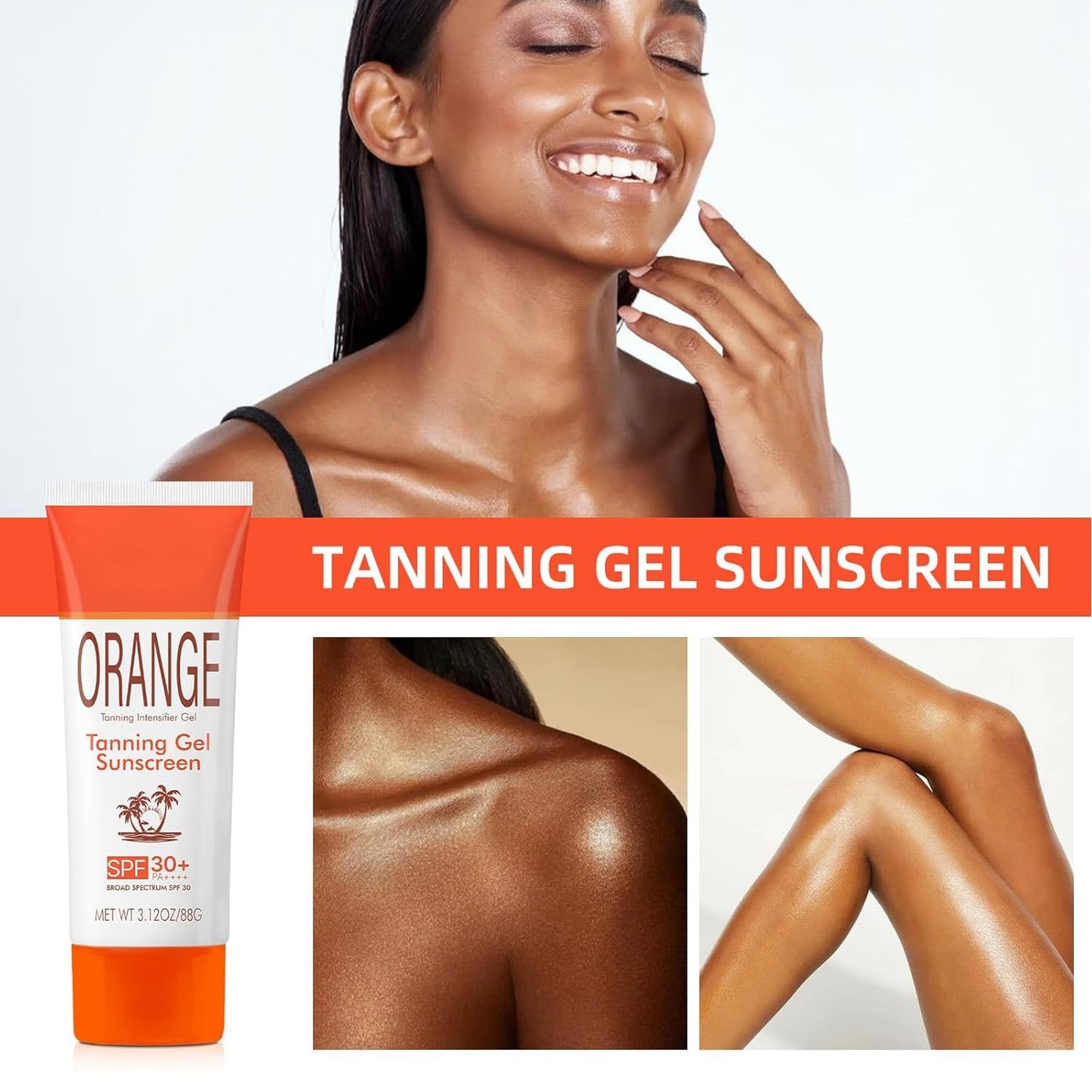 Sun Tanning Gel with SPF 30 Sunscreen, 2PCS Hydrating & Moisturizing Formula Sunscreen, Travel Size Fast-Absorbing Tan Accelerat