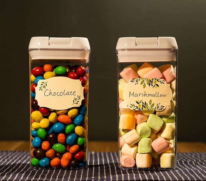 MONEST Waterproof & Oil Resistant Jar & Lid Stickers - Pantry/Canning, Spice & Bottle Labels (Floral 3x2)