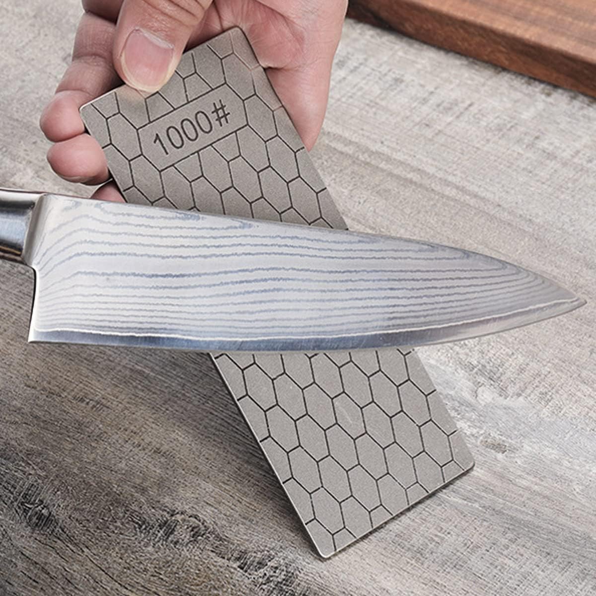 14 Pcs Diamond Sharpening Stone, with Angle Guide and Leather Strop, Knife Sharpener Stone Whetstone Honeycomb Surface Plate with Non-slip Base for Pocket Knives Scissors