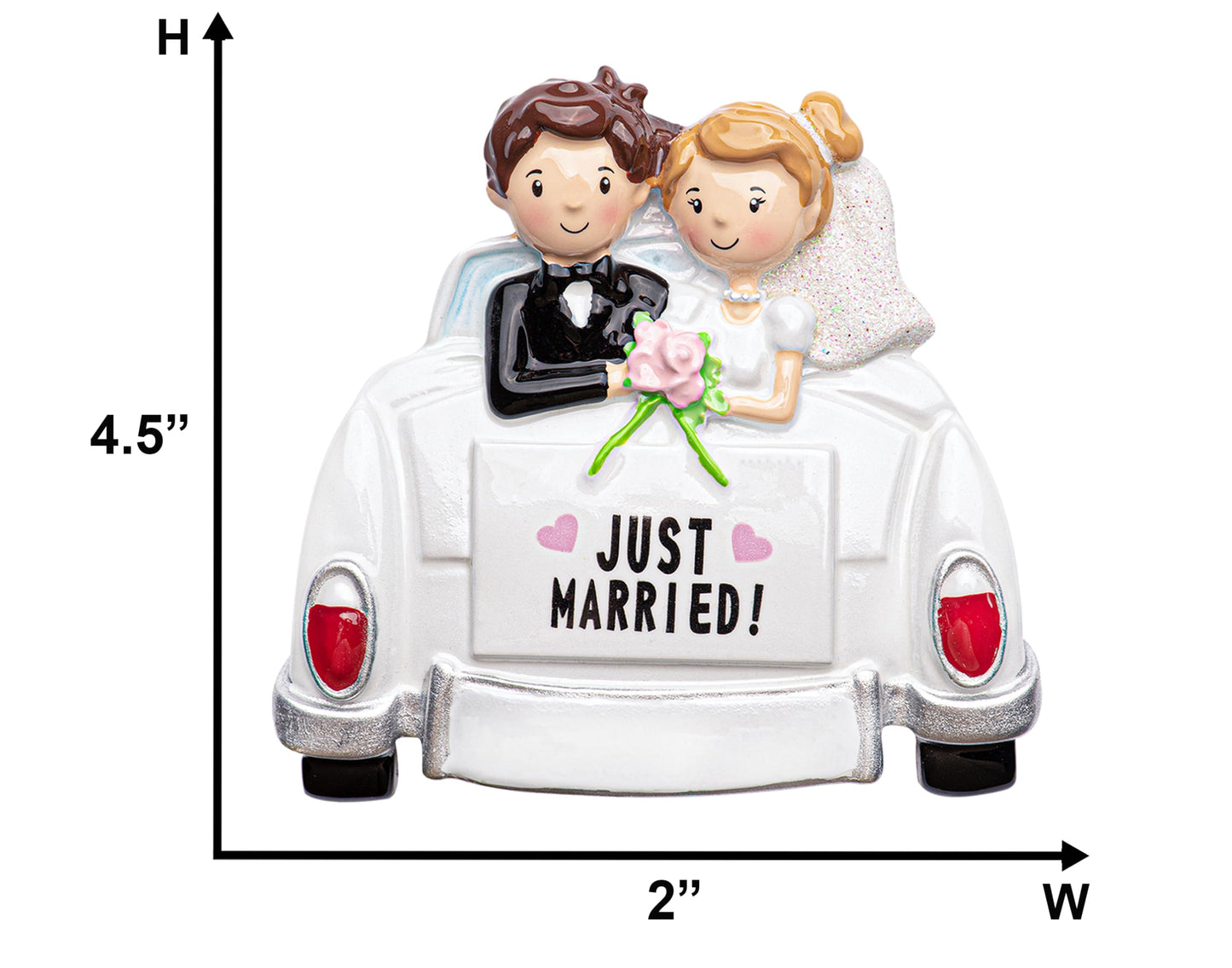 Personalized Just Married Couple in Wedding Car Ornament 2025 | Custom Our 1st Christmas Married Ornament for Xmas Tree | Newlyweds First Year of Marriage Gift
