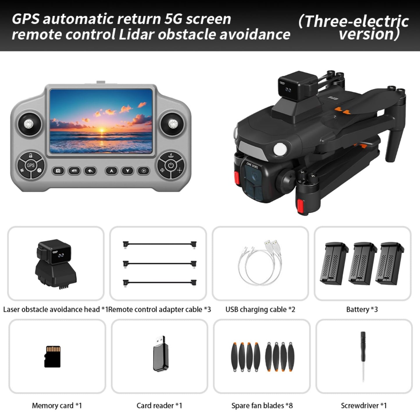 Drones with 8k Camera for adults 4k video,Drone with 4.5-inch LCD High-definition Large Display Screen Remote Control Quadcopter,3 Batteries, 5G HD Brushless GPS Drone Auto Return, Obstacle Avoidance 360 (Black)