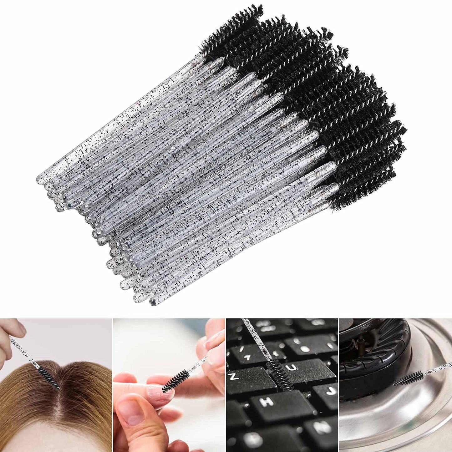 Tbestmax 1000 Disposable Mascara Wands Eyelash Brush Spoolies for Eyebrow Eye Lash Extension Black