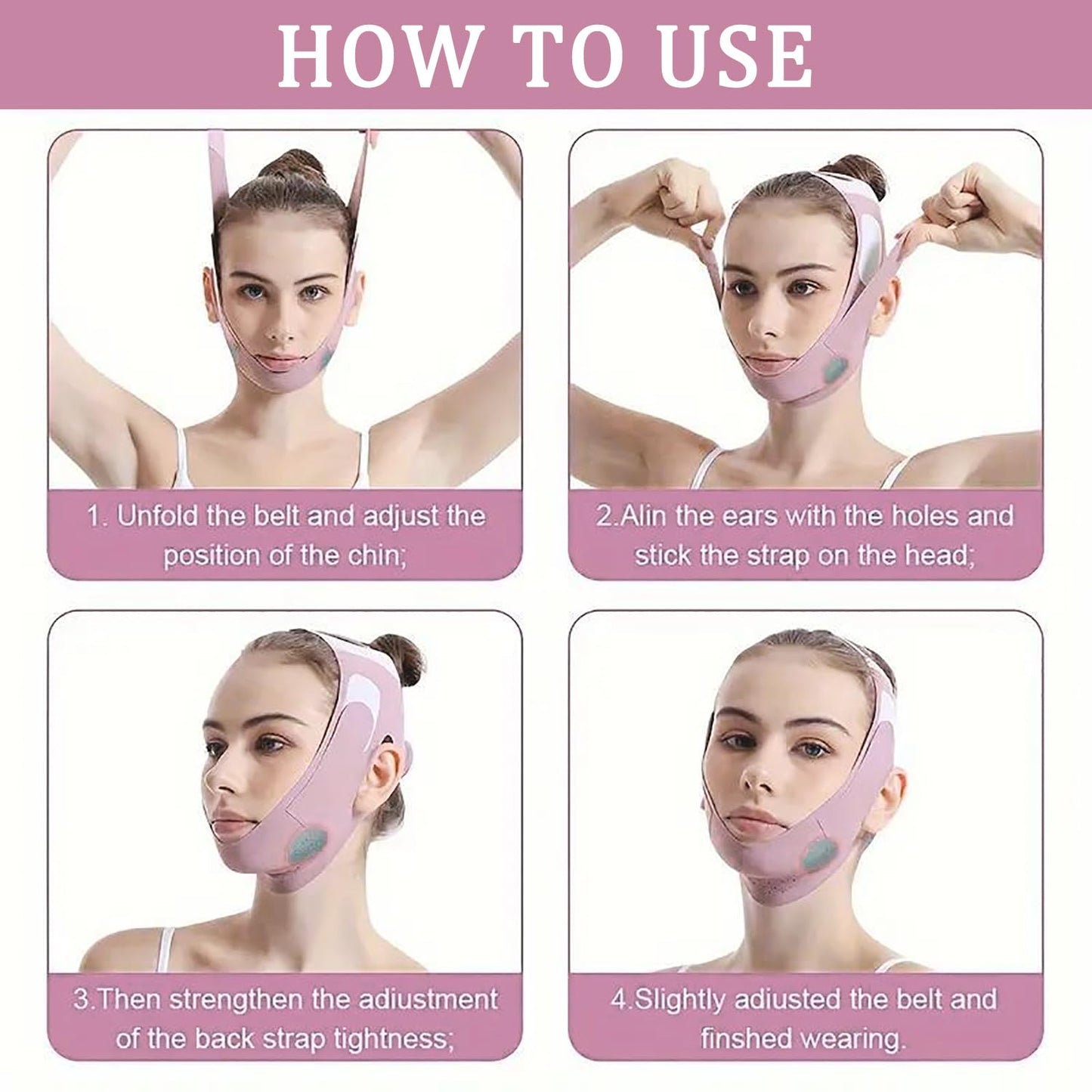 Labhairs Graphene V-Line Lifting Chin Strap - Reusable Face Mask for Double Chin, Jawline Shaper & Chin Up Patch - V-Shaped Belt