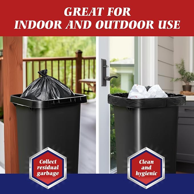 Teivio 55-60 Gallon Large Black Trash Bags 60 Counts Industrial Sturdy Garbage Bags, Extra Large Lawn and Leaf Bags Outdoor Commercial Trash Can Liner for Construction Sites, Workshops, Backyard