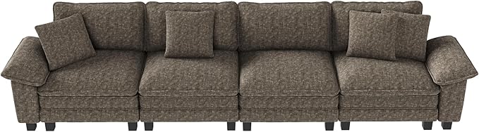 MIXPATIO 157.5" Cloud Modular Sectional Sofa, 4-Seater w/Deep Seat & Removable Arms, Plush Chenille for Living Room - Smoky Gray