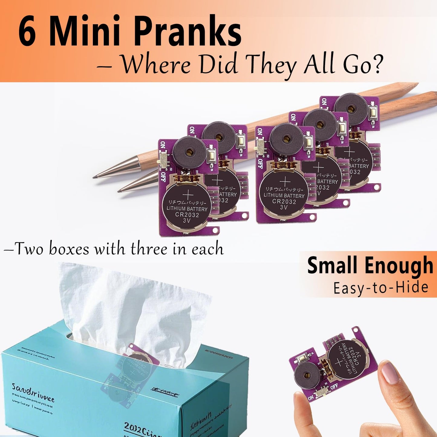 YueFeiAud Cricket Noise Maker Prank (6-Pack) - Hidden Prank Device with 3-Month Beeping, Office & Home Gags for Adults