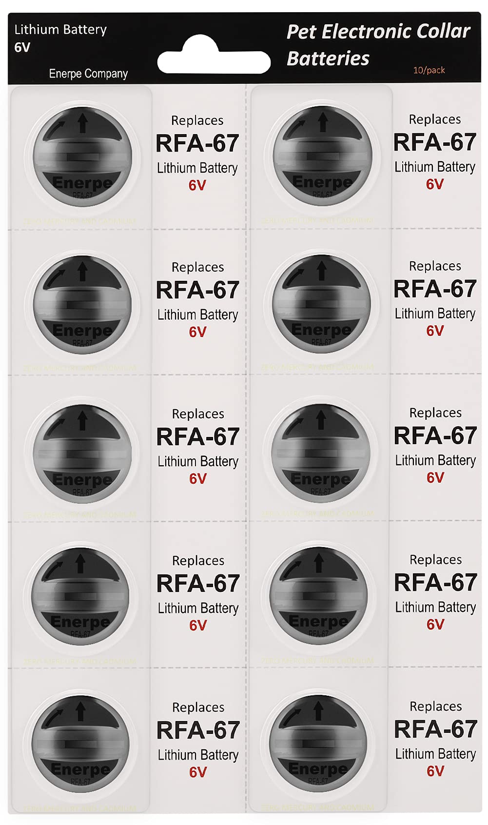 Enerpe RFA-67 RFA-67D-11 6V Replacement Battery Long-Lasting & High Capacity Compatible with Pet Safe Electronic Collars Pack of 10 -Like New