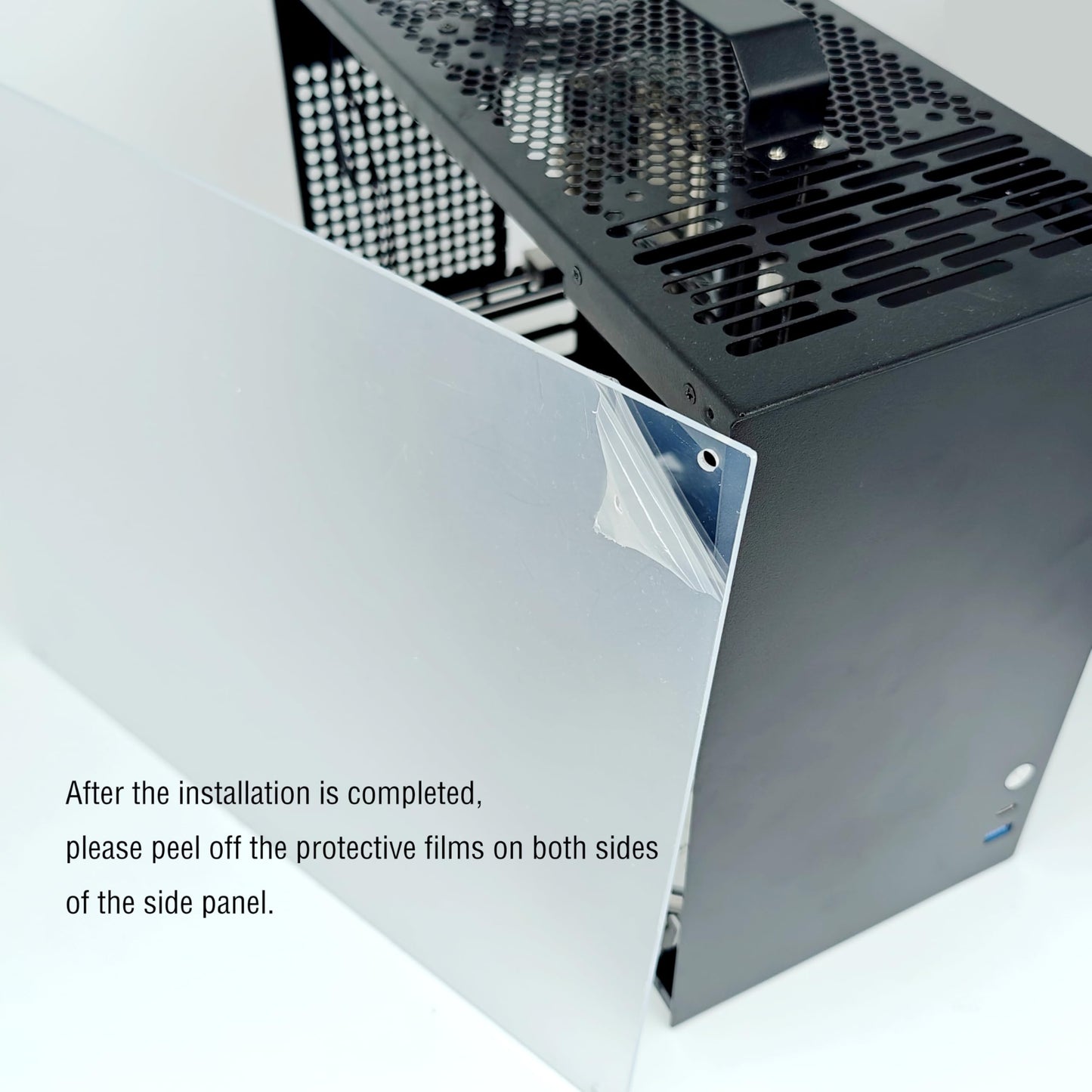 ALAMENGDA V500 Mini Portable M-ATX/ITX Computer Case, MINI-Tower CASE, Full Side Transparent Acrylic DIY Desktop Case with Handle, Support 320MM GPU Size (White-2.0)