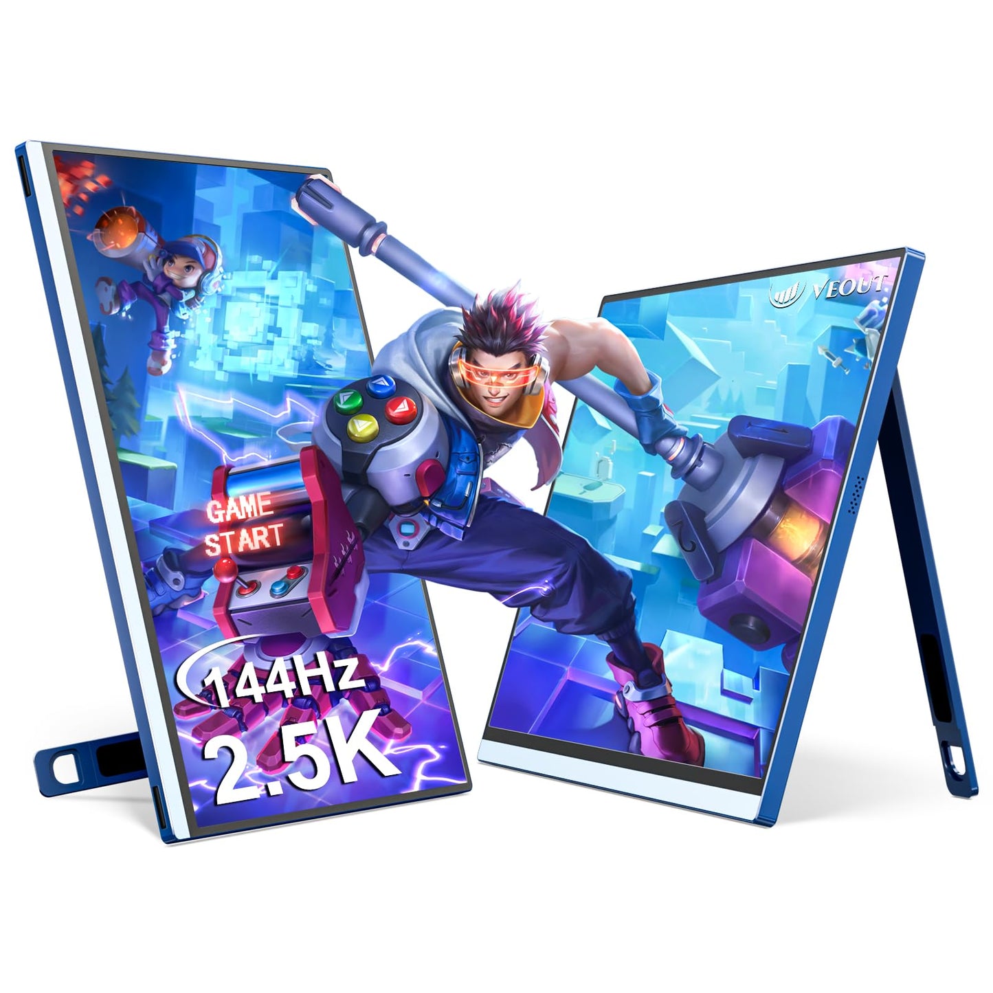 Veout 144Hz Portable Gaming Monitor for PS5/ Xbox/Switch - V1Pro (Blue), 2.5K 2560 * 1600 IPS 16-inch Travel Display with FreeSy