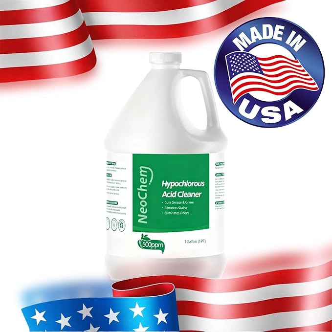 Hypochlorous Acid Cleaner, 500ppm Hypochlorous Acid,Cuts Grease, Removes Stains, Eliminates Odors - No Rinse, No Harsh Fumes (16oz)