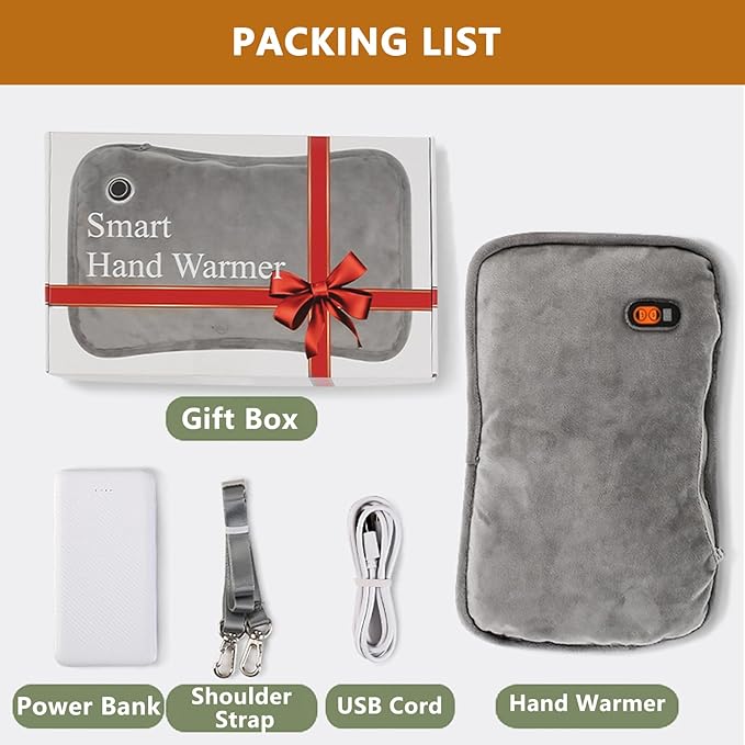 Hand Warmers Rechargeable, Electric Heated Gloves with Rechargeable Batteries 3 Levels 7.6V Fast Heating Handwarmer Pouch for Women Men Kids Winter Hiking Camping Hunting Skiing Outdoor Sports Working